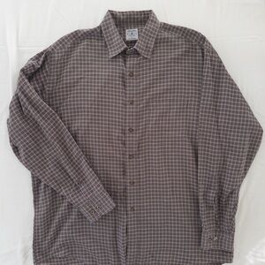 Men's Brown Checkered Brooks Brothers Button Down Cotton Shirt Size Large
